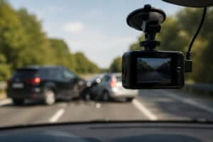 Autoounfall von einer dashcam gefilmt